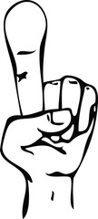 Cartoon Hand Line Drawing 1 Finger