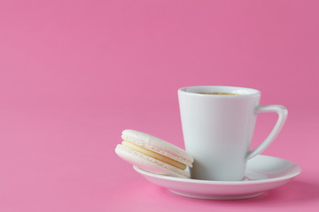 White macaroon with coffee cup