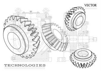 Machine-building drawings on a white background, wheels.