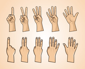 Fototapeta premium Set of numbers on the hands illustration