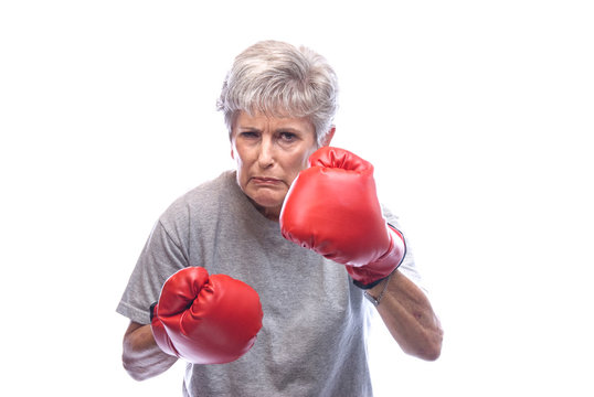 Grandmother with boxing gloves