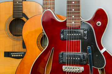 Fototapeta na wymiar Rows of guitars