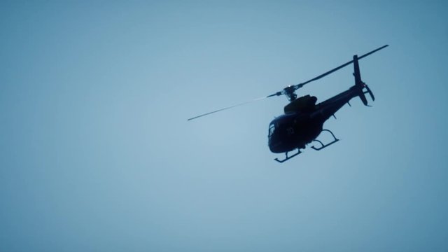 RAF military helicopter silhouette close up - Stafford, England: May 2017