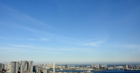 日本の東京都市景観（晴海や葛西方面、東京港などを望む）