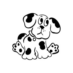cartoon dog illustrations. outlined cartoon handrawn sketch illustration vector.