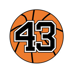 ball of basketball symbol with number forty three