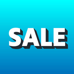 3d sale message vector blue background.