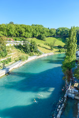 River Aare  at Bern old city center -  Capital of Switzerland