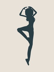Fototapeta na wymiar Silhouette of a dancing girl. Sexy women silhouette. Vector Illustration