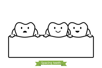 spacing teeth ( diastema ) - cartoon vector outline style