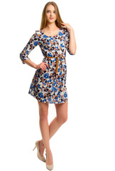 Naklejka premium Young smiling woman fashion portrait