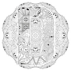 Mandala with letter D for coloring. Vector decorative zentangle