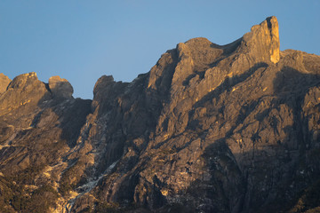 View part of Mount Kinabalu from Kundasang village, Sabah. The highest mountain in Malaysia with elevation is 4095m and it famous among tourist.