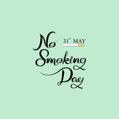 World No Tobacco Day hand drown calligraphy background design.World No Smoking Day hand drown typographical design elements.Vector illustration