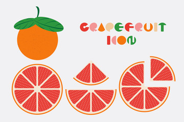 Icon set of grapefruit graphic design with circular shape.