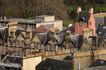 Aerial view of Architecture in Edinburgh, Scotland