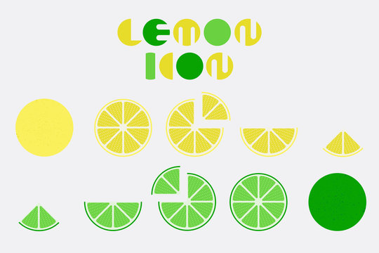 Icon set of lemon graphic design with circular shape.