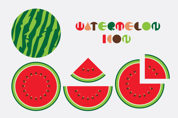 Icon set of watermelon graphic design with circular shape.