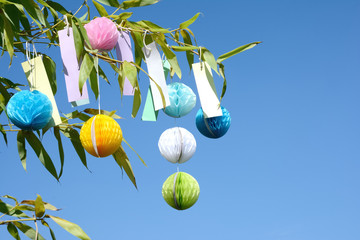 七夕飾り　青空

