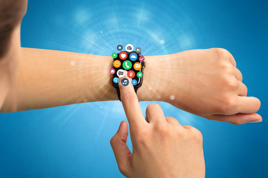 Smartwatch with application icons.