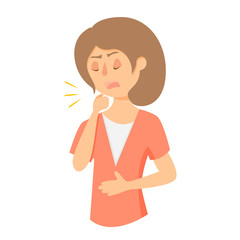 Coughing woman with brown hair