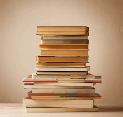 A stack of books with vintage background