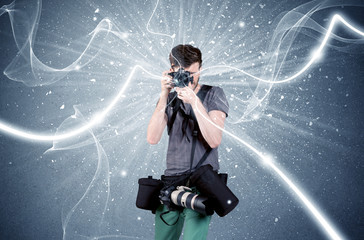 Professional photographer with dynamic lines