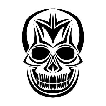 skull tribal tattoo bohemian decoration image vector illustration