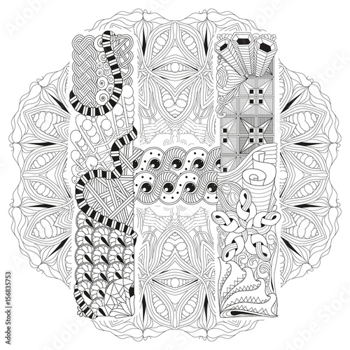 Download "Mandala with letter H for coloring. Vector decorative ...