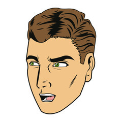 comic face man expression pop art style vector illustration