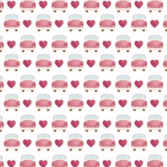 pink cars and hearts background. wedding concept. colorful design. vector illustration