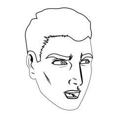 comic face man expression pop art style vector illustration