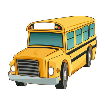 school bus transport truck vehicle cartoon vector illustration