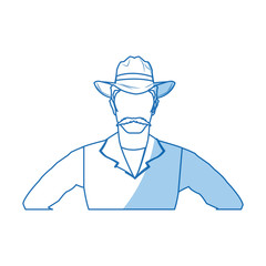 portrait man in cowboy hat. sketch vector illustration