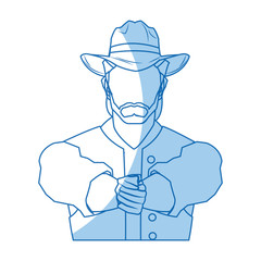 portrait man in cowboy hat. sketch vector illustration