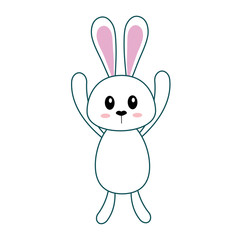 cute rabbit icon over white background. vector illustration