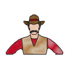 portrait man in cowboy hat. sketch vector illustration