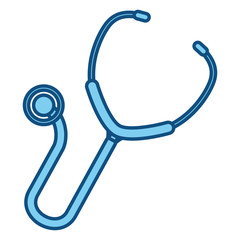 blue line medical stethoscope to check cardiac heartbeat, vector illustration