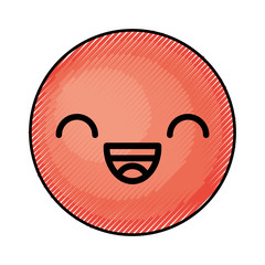 cute red kawaii emoticon face vector illustration graphic design