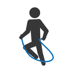 pictogram man jumping rope workout, vector illustration