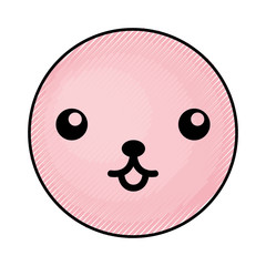 cute pink kawaii emoticon face vector illustration graphic design