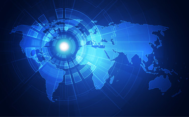 Obraz premium Abstract digital technology connection on Earth concept background, vector illustration