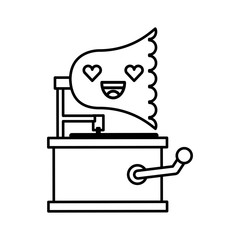cute lovely kawaii gramophone cartoon vector illustration graphic design