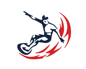 Passionate Extreme Sports Surfing Athlete In Action Logo