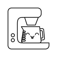 kawaii coffee maker cartoon vector illustration graphic design