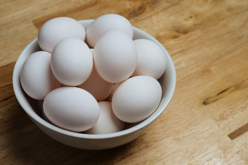 Chicken eggs in bowl