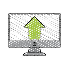 arrow computer monitor icon vector illustration design graphic sketch