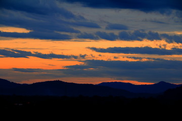 sunset in sky and rain cloud  beautiful colorful twilight time 
