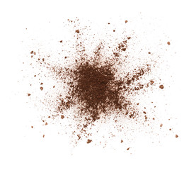 Shattered coffee powder isolated on white background