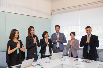 Sawasdee business people respect customer